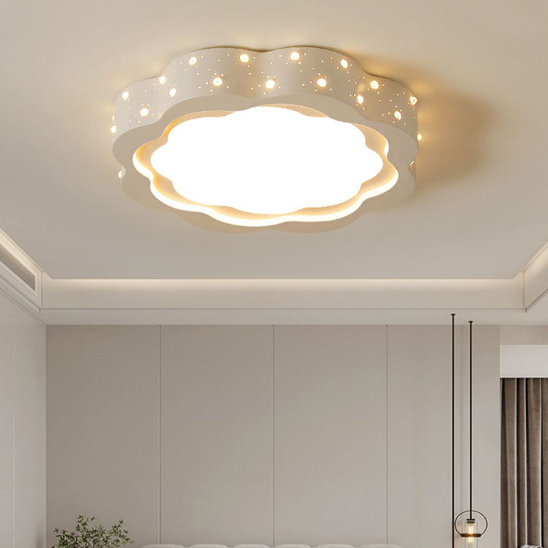 Modern Minimalist Flower-Shaped Round Iron Acrylic LED Flush Mount Ceiling Light For Bedroom