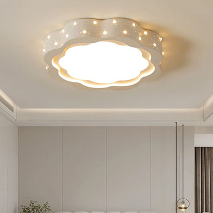 Modern Minimalist Flower-Shaped Round Iron Acrylic LED Flush Mount Ceiling Light For Bedroom