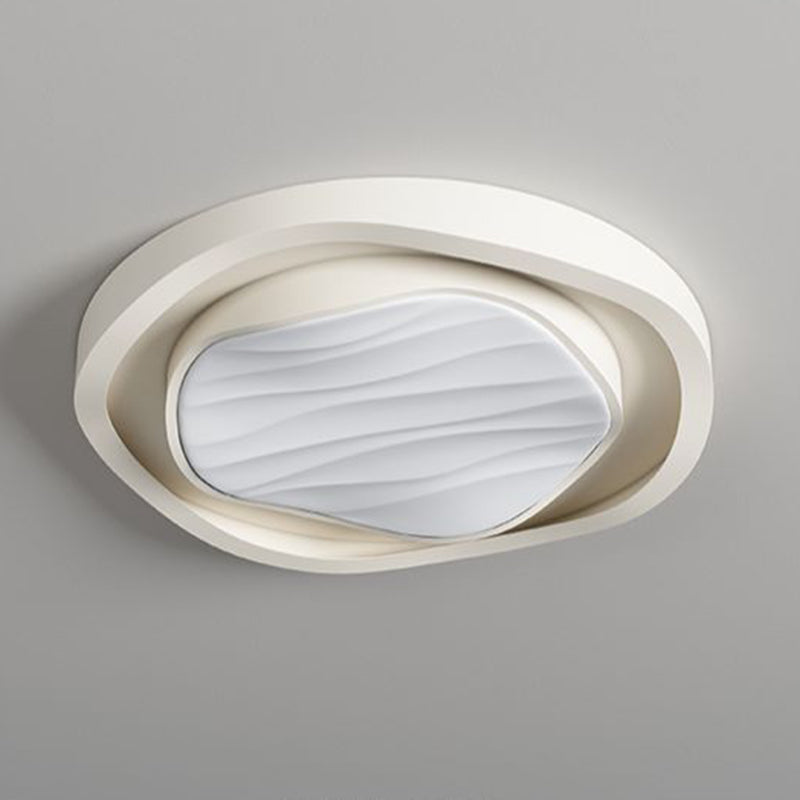 Modern Nordic Textured Round Design Iron Acrylic LED Flush Mount Ceiling Light for Bedroom