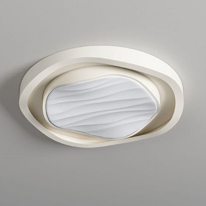 Modern Nordic Textured Round Design Iron Acrylic LED Flush Mount Ceiling Light for Bedroom