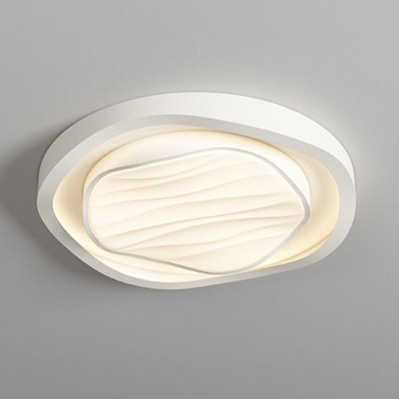 Modern Nordic Textured Round Design Iron Acrylic LED Flush Mount Ceiling Light for Bedroom