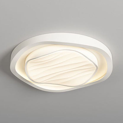 Modern Nordic Textured Round Design Iron Acrylic LED Flush Mount Ceiling Light for Bedroom