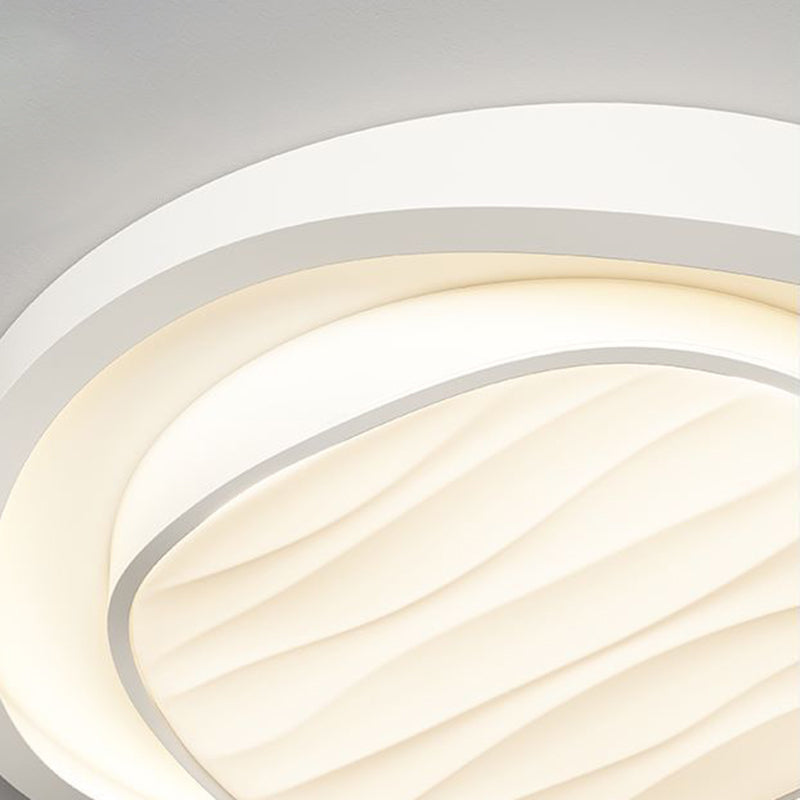 Modern Nordic Textured Round Design Iron Acrylic LED Flush Mount Ceiling Light for Bedroom