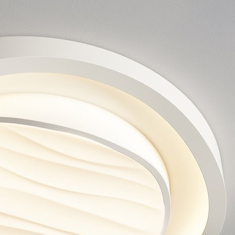 Modern Nordic Textured Round Design Iron Acrylic LED Flush Mount Ceiling Light for Bedroom