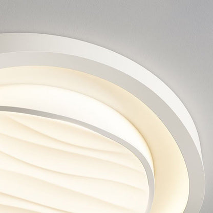 Modern Nordic Textured Round Design Iron Acrylic LED Flush Mount Ceiling Light for Bedroom