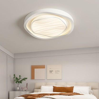 Modern Nordic Textured Round Design Iron Acrylic LED Flush Mount Ceiling Light for Bedroom