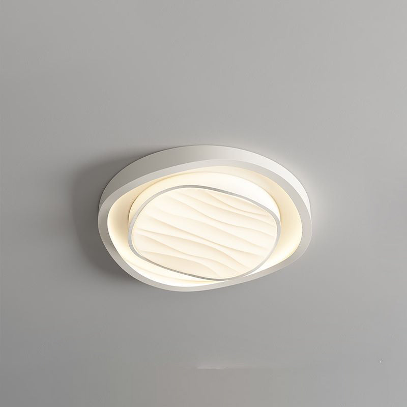 Modern Nordic Textured Round Design Iron Acrylic LED Flush Mount Ceiling Light for Bedroom
