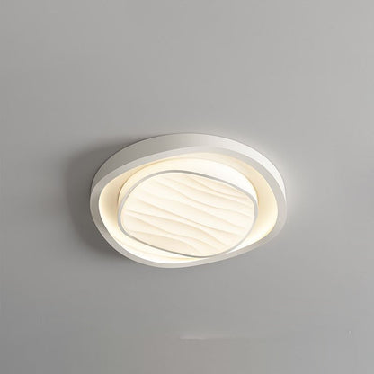 Modern Nordic Textured Round Design Iron Acrylic LED Flush Mount Ceiling Light for Bedroom