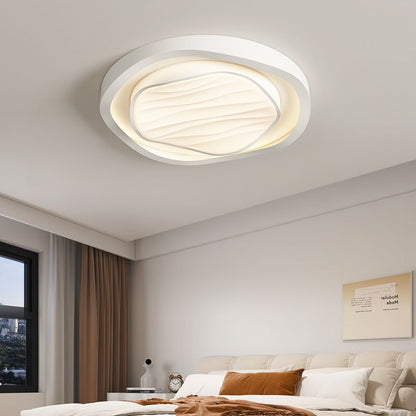 Modern Nordic Textured Round Design Iron Acrylic LED Flush Mount Ceiling Light for Bedroom