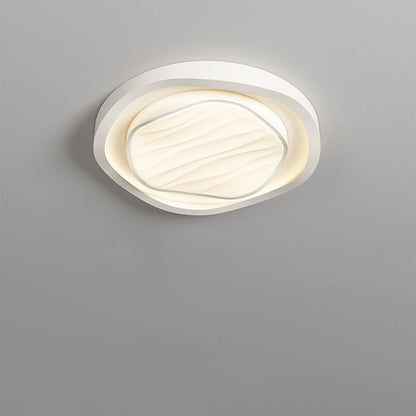 Modern Nordic Textured Round Design Iron Acrylic LED Flush Mount Ceiling Light for Bedroom