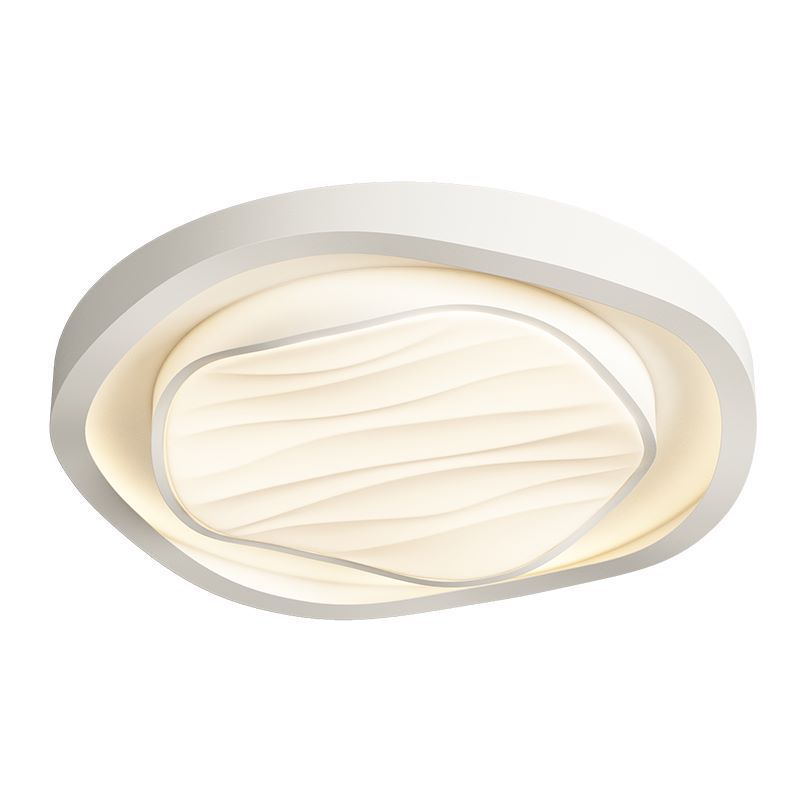 Modern Nordic Textured Round Design Iron Acrylic LED Flush Mount Ceiling Light for Bedroom