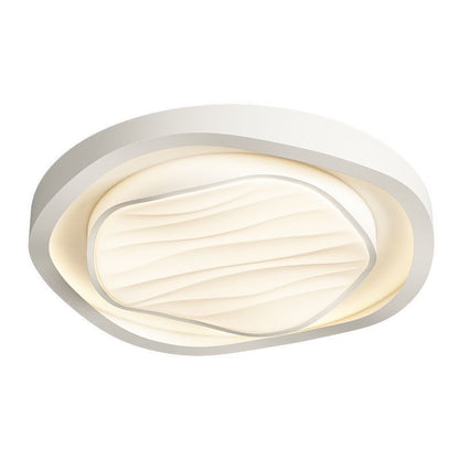 Modern Nordic Textured Round Design Iron Acrylic LED Flush Mount Ceiling Light for Bedroom