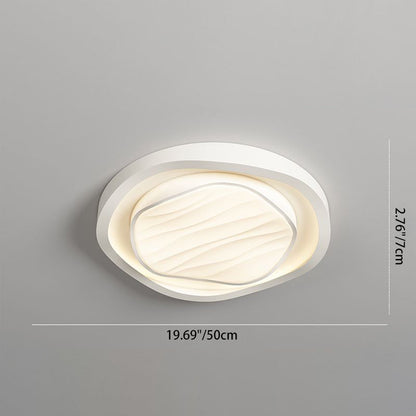 Modern Nordic Textured Round Design Iron Acrylic LED Flush Mount Ceiling Light for Bedroom