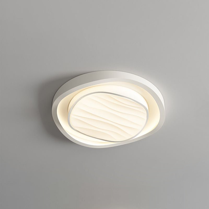Modern Nordic Textured Round Design Iron Acrylic LED Flush Mount Ceiling Light for Bedroom
