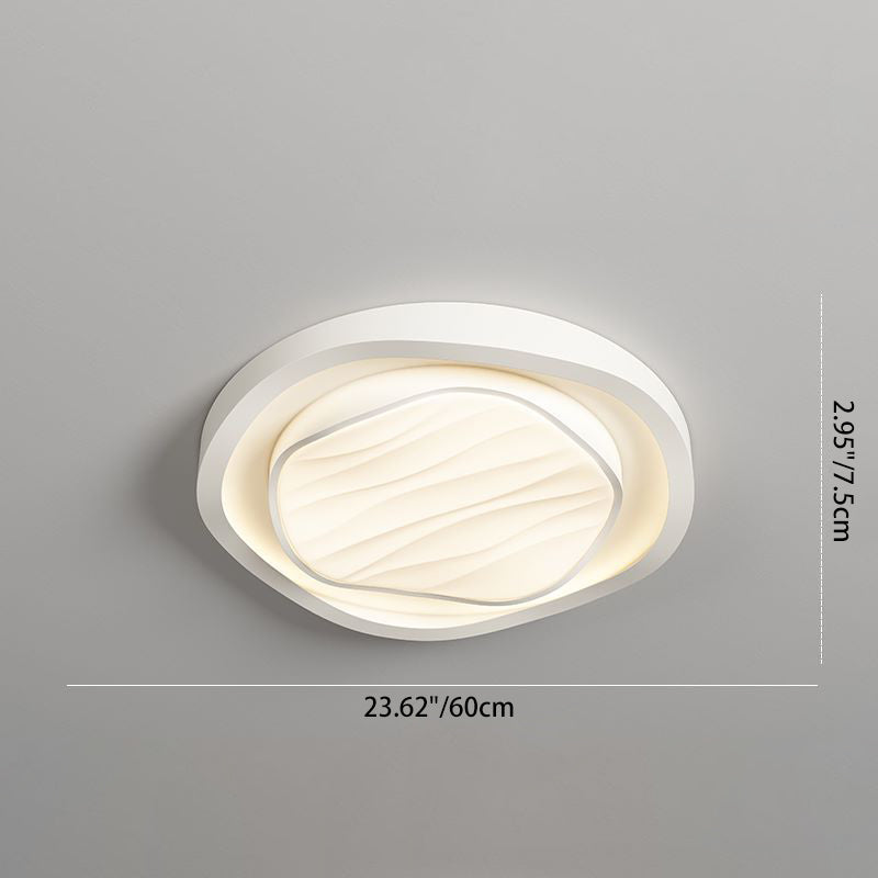 Modern Nordic Textured Round Design Iron Acrylic LED Flush Mount Ceiling Light for Bedroom