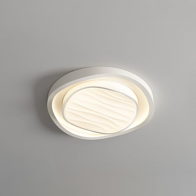 Modern Nordic Textured Round Design Iron Acrylic LED Flush Mount Ceiling Light for Bedroom