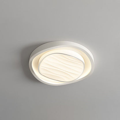 Modern Nordic Textured Round Design Iron Acrylic LED Flush Mount Ceiling Light for Bedroom