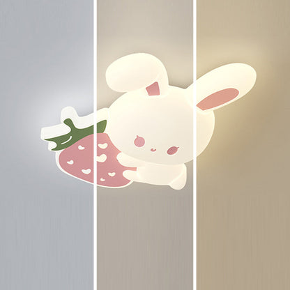 Modern Art Deco Kids Rabbit-Shaped Iron PE LED Flush Mount Ceiling Light for Bedroom