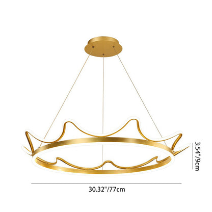 Modern Luxury LED Chandelier with Crown-Inspired Circular Iron & Aluminum Frame for Living Room