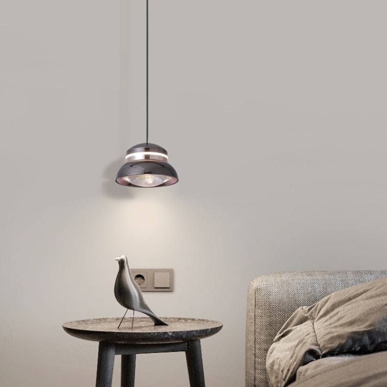 Contemporary Dome LED Pendant Light – Creative Aluminum & Acrylic Hanging Lamp for Bedroom
