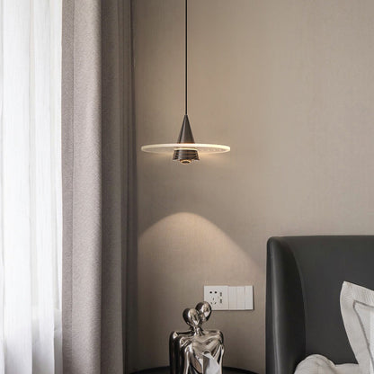 Modern Minimalist Cone Pendant Light – Iron & Aluminum LED Ceiling Fixture for Bedroom