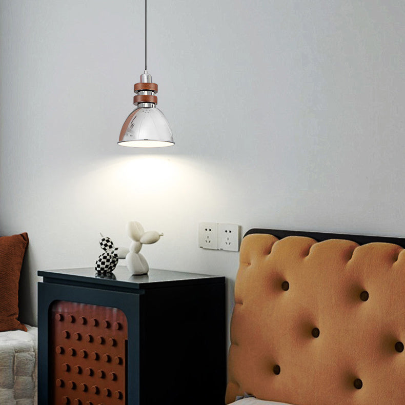 Modern Minimalist Dome Pendant Light 1-Light Iron Metal Ceiling Fixture for Bedroom