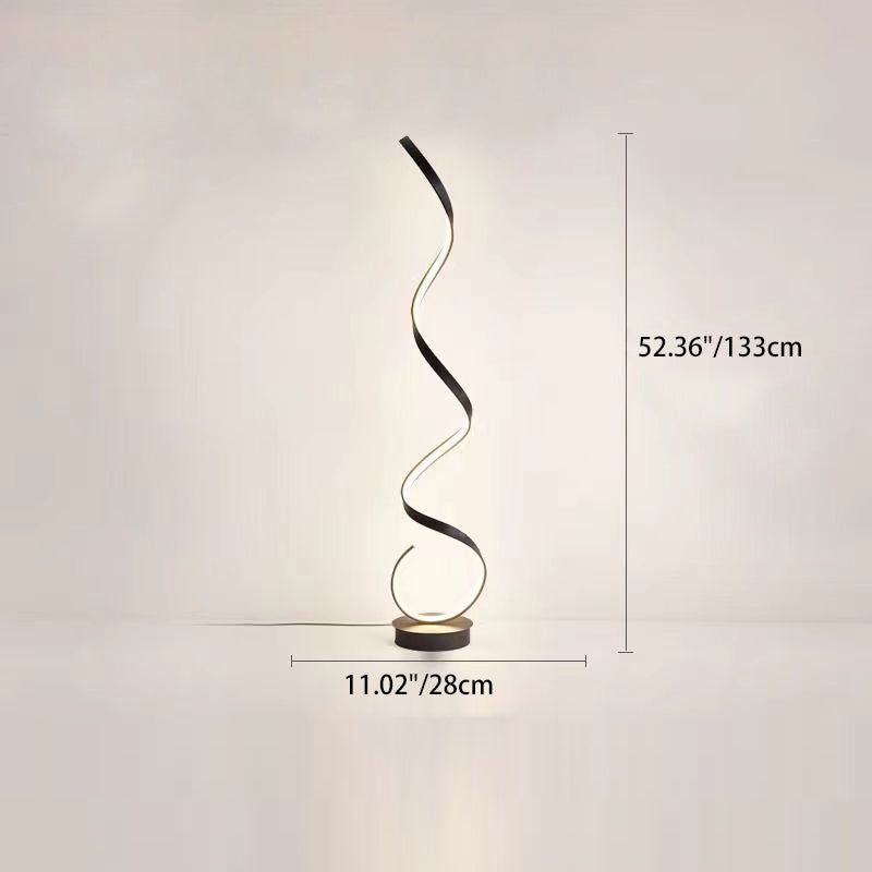 Contemporary Nordic LED Floor Lamp – Curved Iron Frame with PVC Shade for Living Room