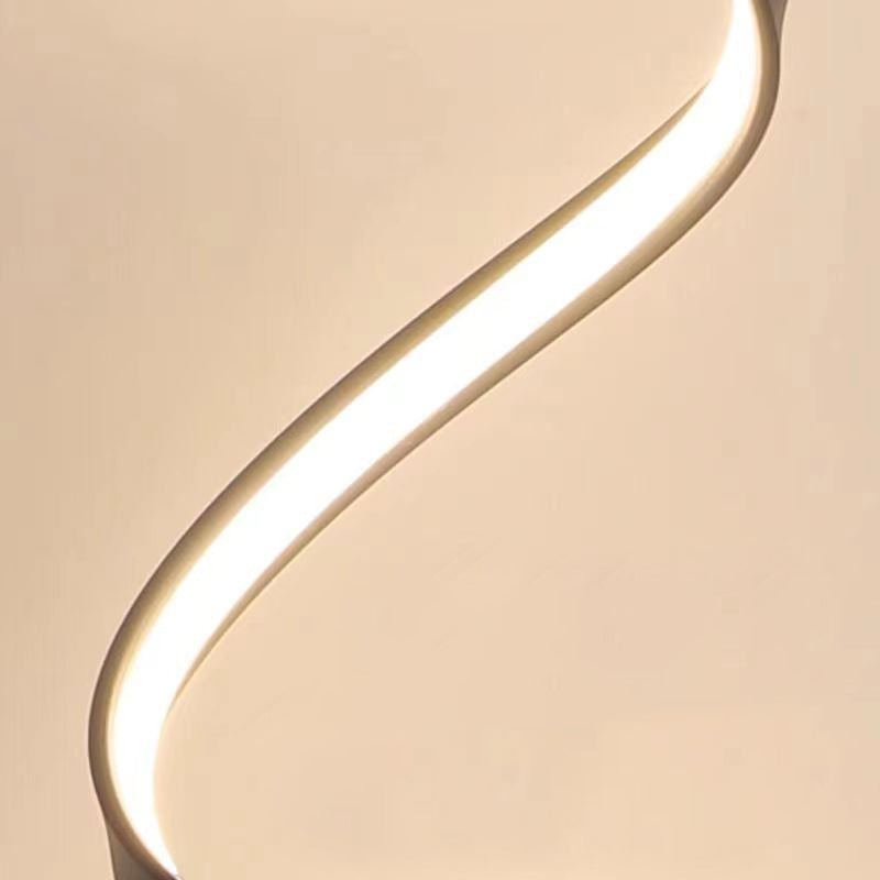 Contemporary Nordic LED Floor Lamp – Curved Iron Frame with PVC Shade for Living Room
