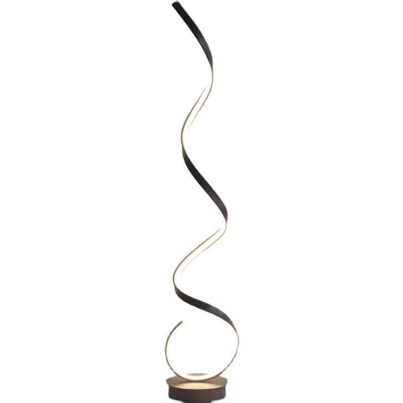 Contemporary Nordic LED Floor Lamp – Curved Iron Frame with PVC Shade for Living Room