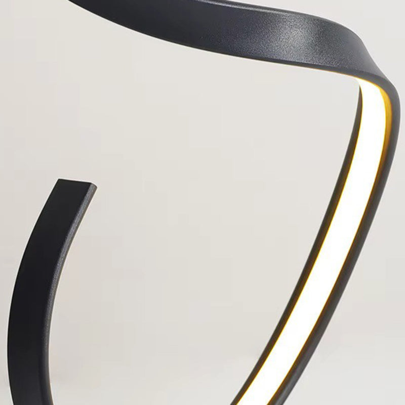 Contemporary Nordic LED Floor Lamp – Curved Iron Frame with PVC Shade for Living Room
