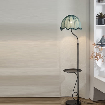 Traditional French Dome Metal Fabric 1-Light Standing Floor Lamp For Living Room