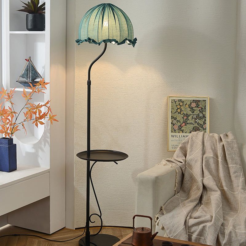 Traditional French Dome Metal Fabric 1-Light Standing Floor Lamp For Living Room