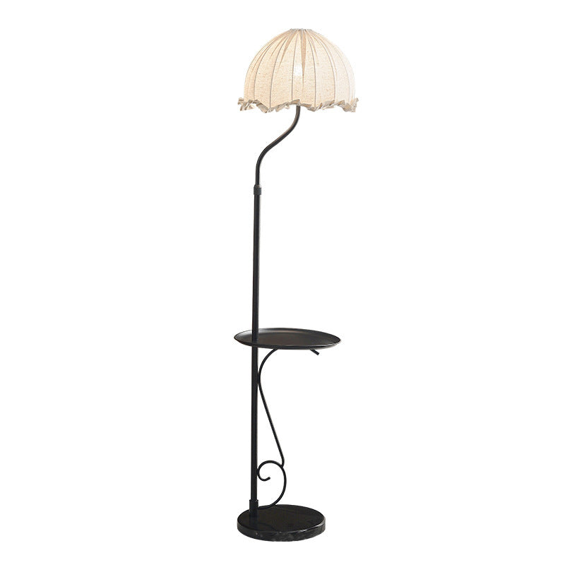 Traditional French Dome Metal Fabric 1-Light Standing Floor Lamp For Living Room