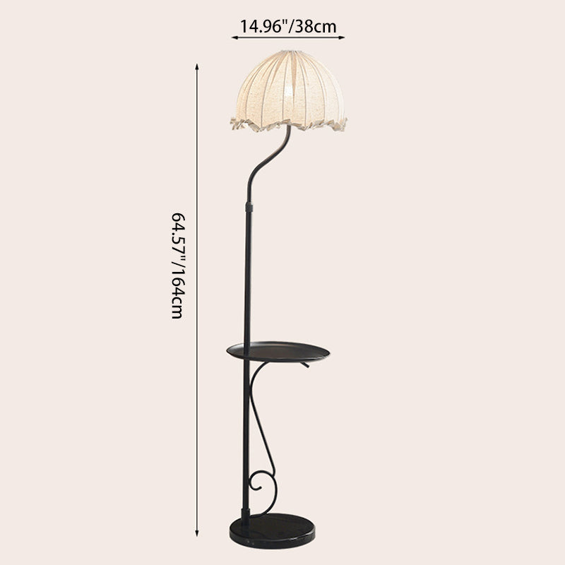 Traditional French Dome Metal Fabric 1-Light Standing Floor Lamp For Living Room