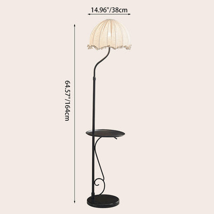 Traditional French Dome Metal Fabric 1-Light Standing Floor Lamp For Living Room