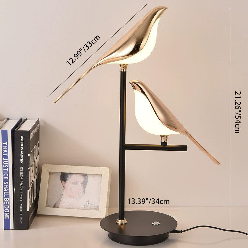 Contemporary Creative Bird Table Lamp – Zinc Alloy & Acrylic LED Light for Bedroom