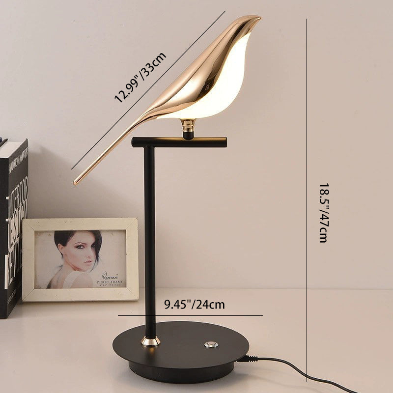 Contemporary Creative Bird Table Lamp – Zinc Alloy & Acrylic LED Light for Bedroom