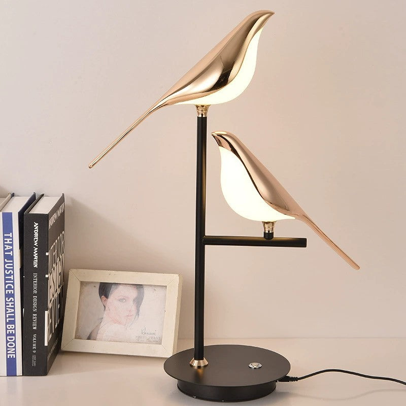 Contemporary Creative Bird Table Lamp – Zinc Alloy & Acrylic LED Light for Bedroom