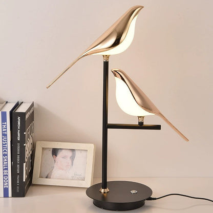 Contemporary Creative Bird Table Lamp – Zinc Alloy & Acrylic LED Light for Bedroom