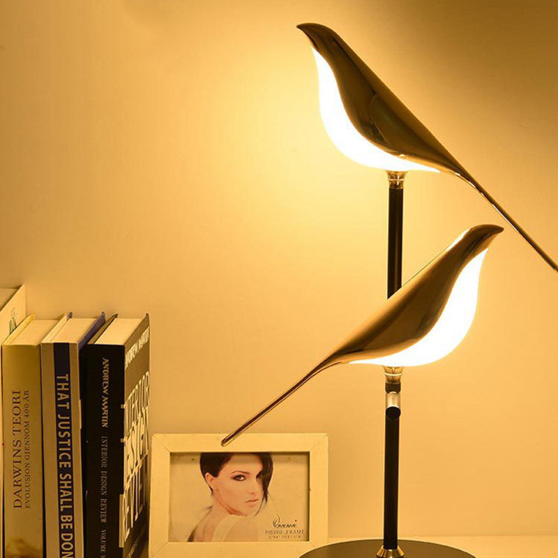 Contemporary Creative Bird Table Lamp – Zinc Alloy & Acrylic LED Light for Bedroom