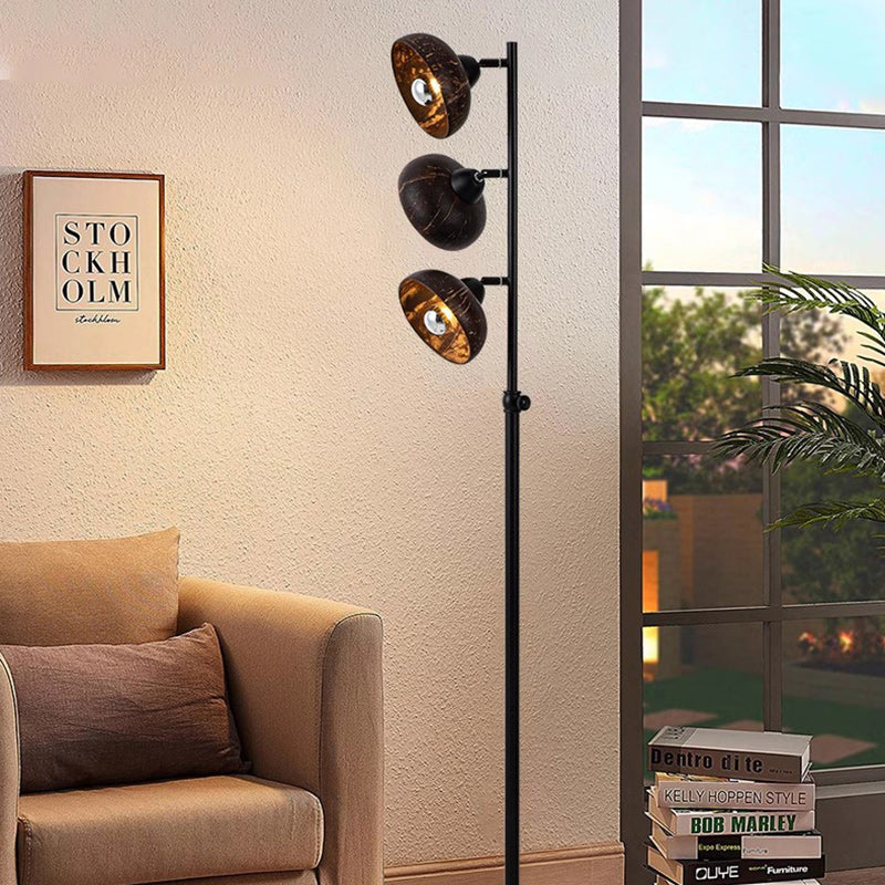Traditional Vintage 3-Light Floor Lamp – Dome Metal Shade Standing Light for Living Room