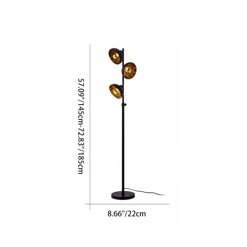 Traditional Vintage 3-Light Floor Lamp – Dome Metal Shade Standing Light for Living Room