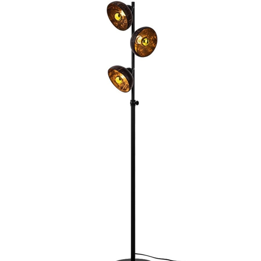 Traditional Vintage 3-Light Floor Lamp – Dome Metal Shade Standing Light for Living Room