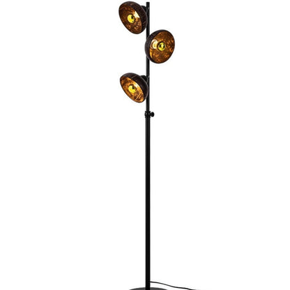 Traditional Vintage 3-Light Floor Lamp – Dome Metal Shade Standing Light for Living Room
