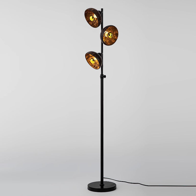 Traditional Vintage 3-Light Floor Lamp – Dome Metal Shade Standing Light for Living Room