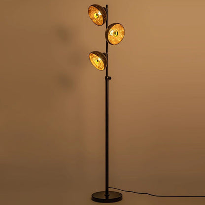 Traditional Vintage 3-Light Floor Lamp – Dome Metal Shade Standing Light for Living Room