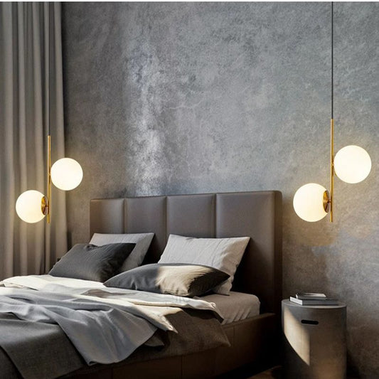 Contemporary Nordic Sphere Pendant Light – 2/3/4 Lights in Iron & Glass for Bedroom