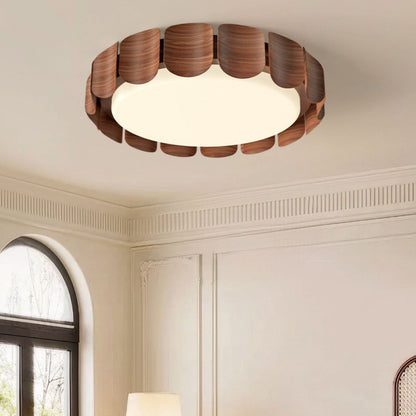 Traditional Vintage Round LED Ceiling Light – Iron & Acrylic Flush Mount for Bedroom