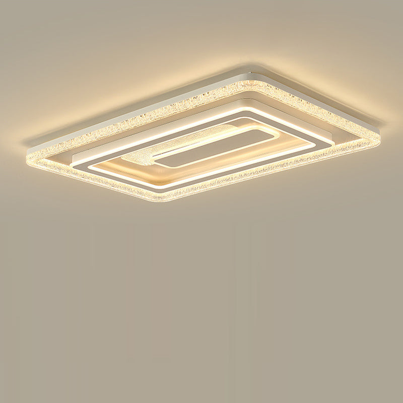 Modern Luxury Rectangular LED Ceiling Light – Flush Mount in Iron & Acrylic for Living Room