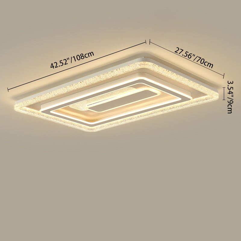Modern Luxury Rectangular LED Ceiling Light – Flush Mount in Iron & Acrylic for Living Room